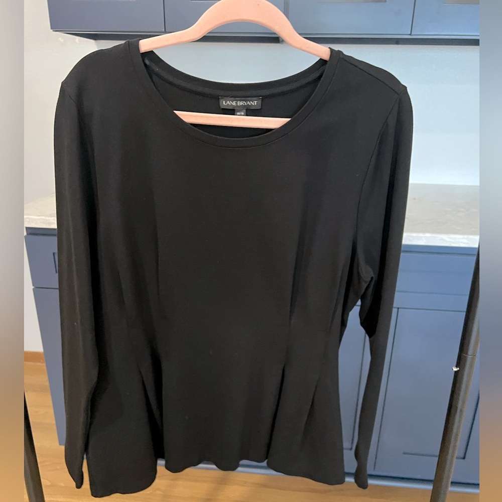 Lane Bryant ponte knit peplum top, size 14/16 (fit is LIKE the final photo)